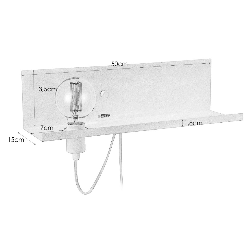 Markslöjd 106969 - Applique murale à intensité modulable avec prise USB MULTI 1xE27/60W/230V