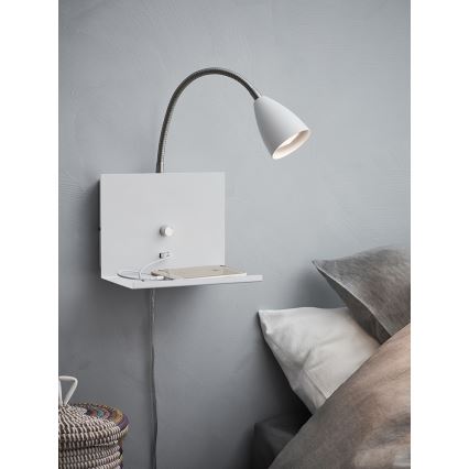 Markslöjd 107140 - Applique murale à intensité variable avec prise USB LOGI 1xGU10/7W/230V