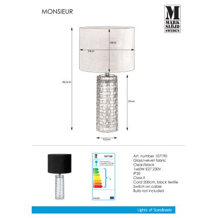 Markslöjd 107190 - Lampe de table MONSIEUR 1xE27/60W/230V
