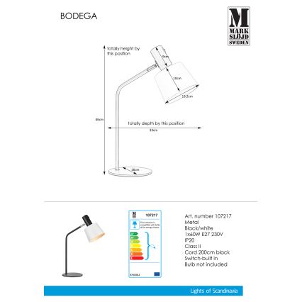Markslöjd 107217 - Lampe de table BODEGA 1xE27/60W/230V