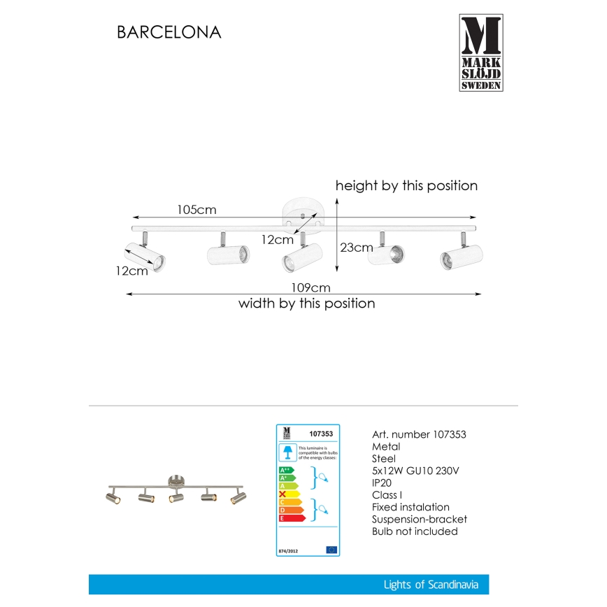 Markslöjd 107353 - Spot BARCELONA 5xGU10/12W/230V