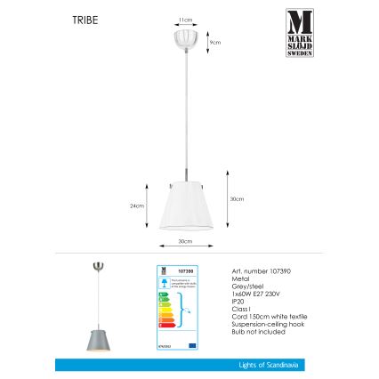 Markslöjd 107390 - Suspension avec fil TRIBE 1xE27/60W/230V