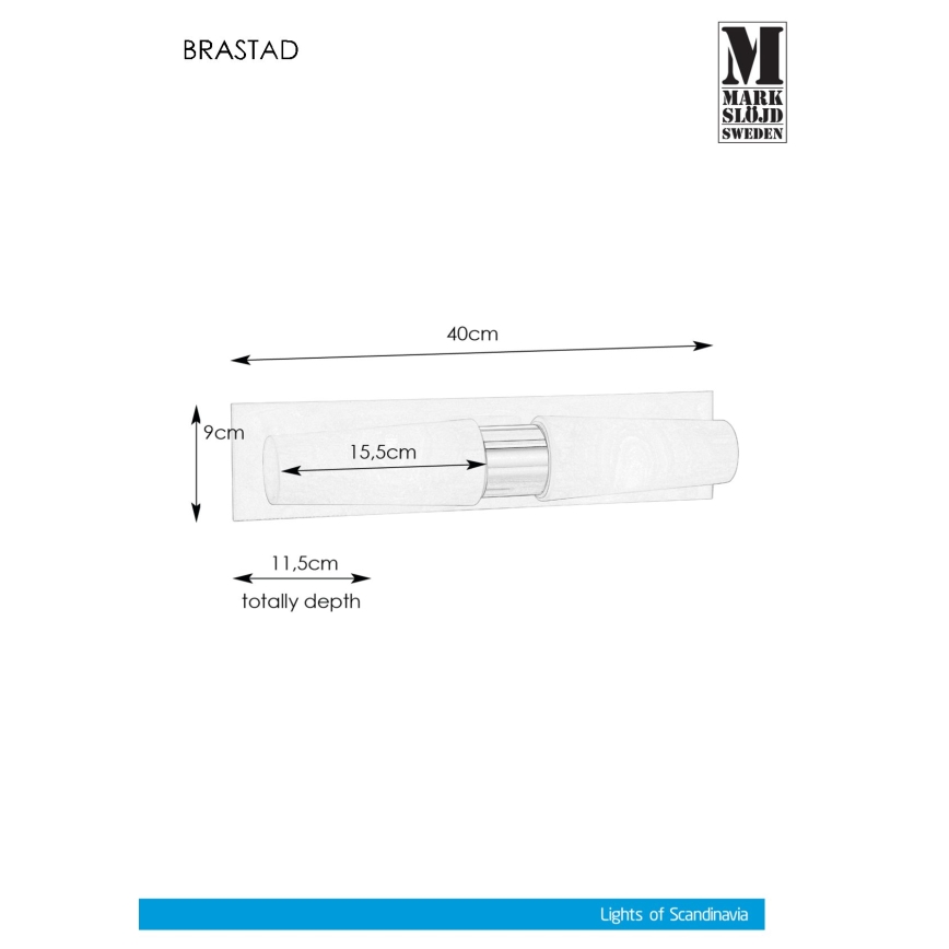 Markslöjd 107615 - Applique murale salle de bain BRASTAD 2xE14/40W/230V IP44