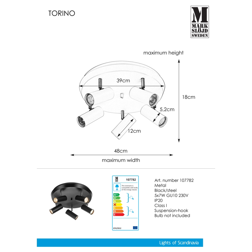 Markslöjd 107782 - Spot TORINO 5xGU10/7W/230V