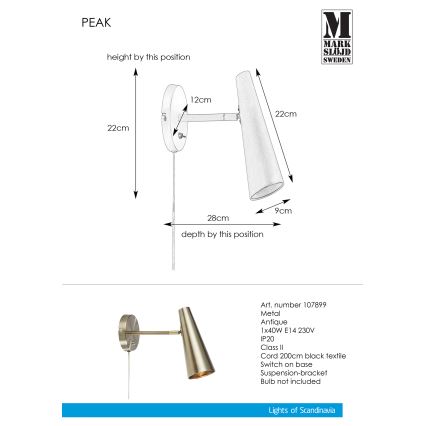 Markslöjd 107899 - Applique murale PEAK 1xE14/40W/230V