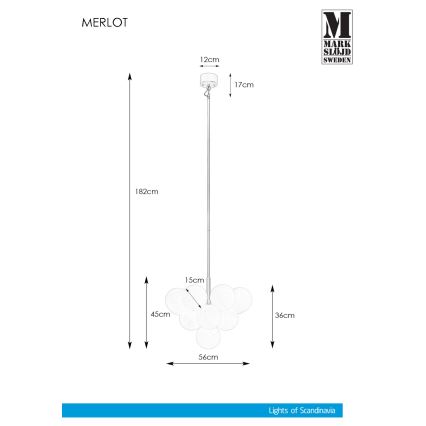 Markslöjd 107903 - Suspension avec tige MERLOT 13xG9/20W/230V