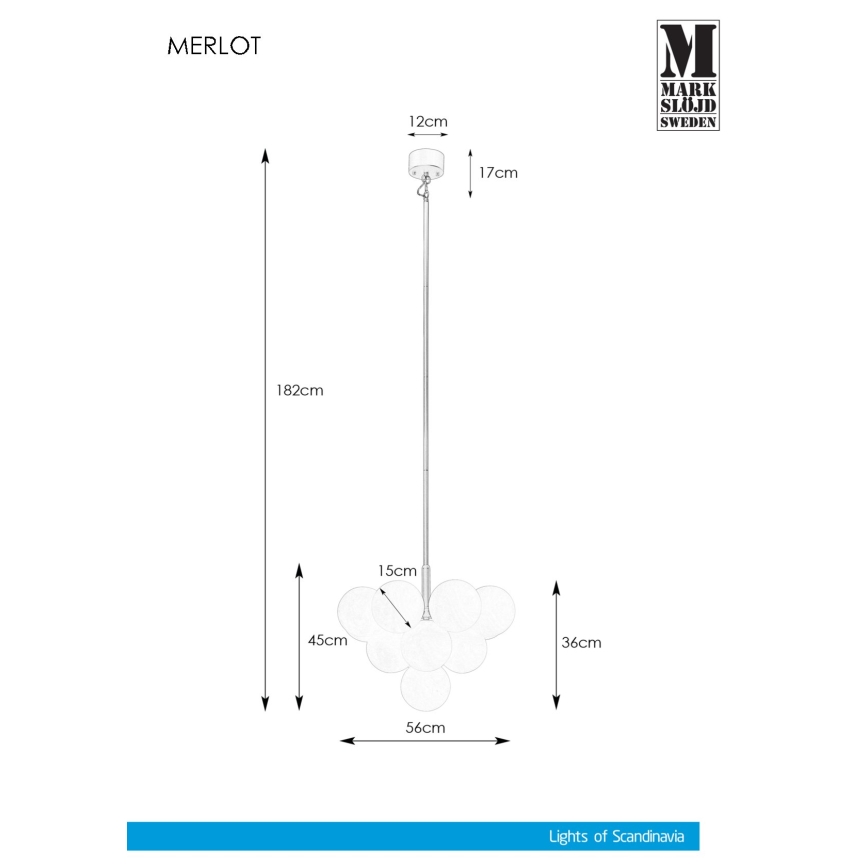 Markslöjd 107903 - Suspension avec tige MERLOT 13xG9/20W/230V