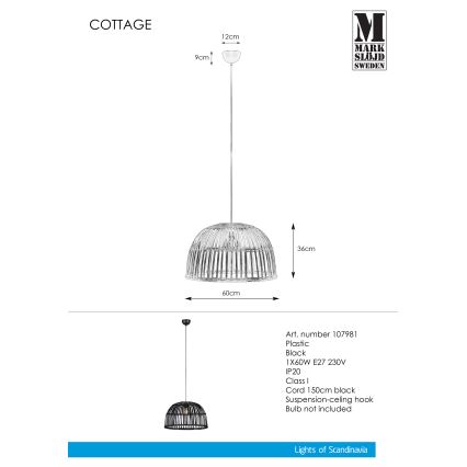 Markslöjd 107981 - Suspension avec fil COTTAGE 1xE27/60W/230V