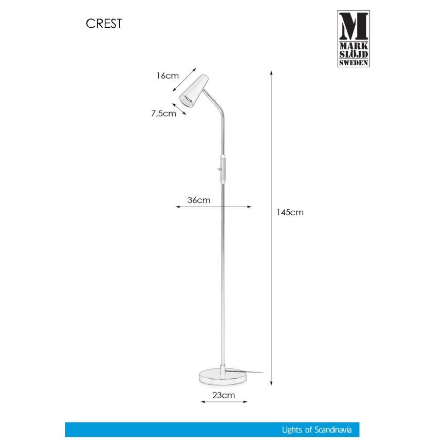 Markslöjd 108205 - Lampadaire CREST 1xGU10/7W/230V blanc