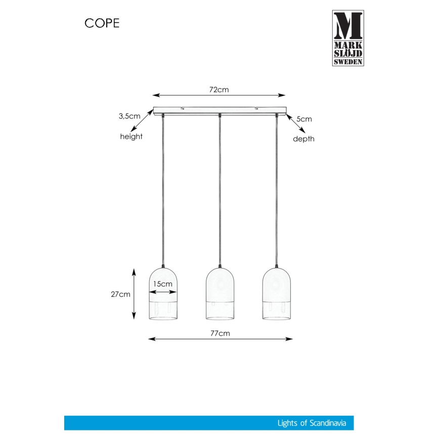 Markslöjd 108226 - Suspension filaire COPE 3xE14/18W/230V