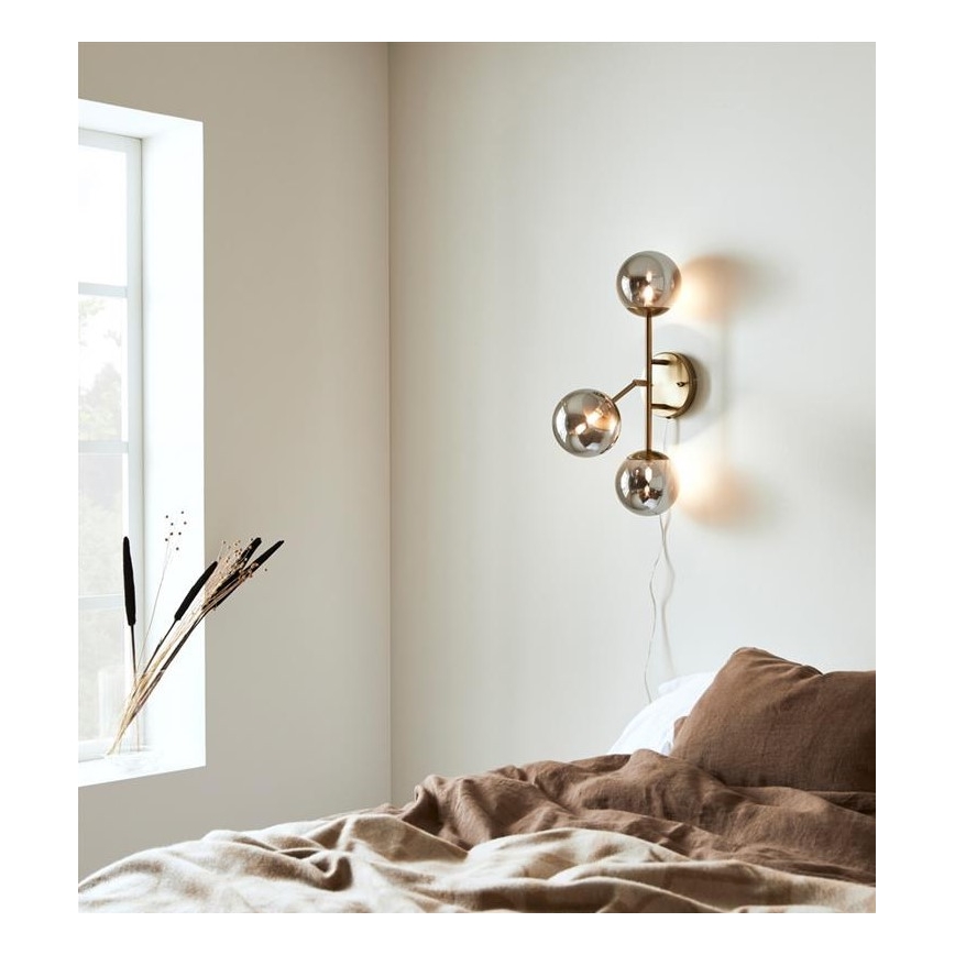 Markslöjd 108253 - Applique murale TRINITY 3xG9/20W/230V dorée/grise