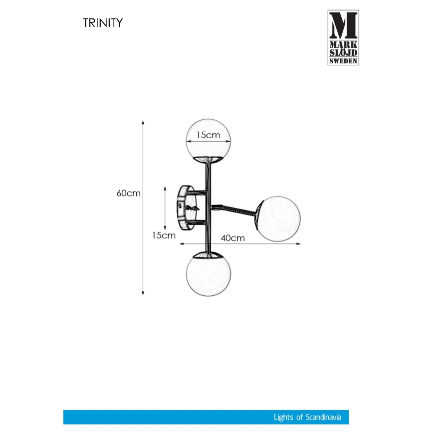 Markslöjd 108253 - Applique murale TRINITY 3xG9/20W/230V dorée/grise