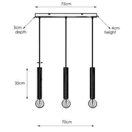 Markslöjd 108262 - Suspension filaire SENCILLO 3xE27/40W/230V noire