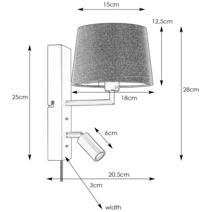 Markslöjd 108595 - Lampe murale LED avec USB COMO 1xE14/40W/230V + LED/3W noir