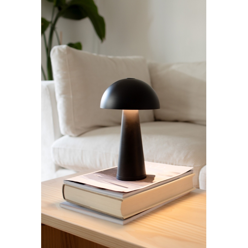 Markslöjd 108655 - Lampe de table LED rechargeable dimmable FUNGI LED/1,5 W/5 V 2000 mAh IP44 noire