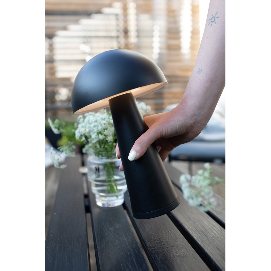 Markslöjd 108655 - Lampe de table LED rechargeable dimmable FUNGI LED/1,5 W/5 V 2000 mAh IP44 noire