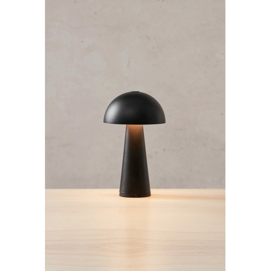 Markslöjd 108655 - Lampe de table LED rechargeable dimmable FUNGI LED/1,5 W/5 V 2000 mAh IP44 noire