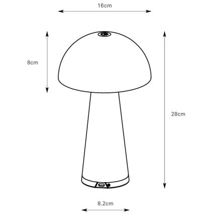 Markslöjd 108655 - Lampe de table LED rechargeable dimmable FUNGI LED/1,5 W/5 V 2000 mAh IP44 noire
