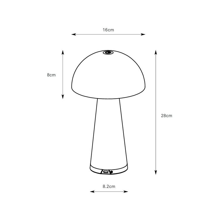 Markslöjd 108655 - Lampe de table LED rechargeable dimmable FUNGI LED/1,5 W/5 V 2000 mAh IP44 noire