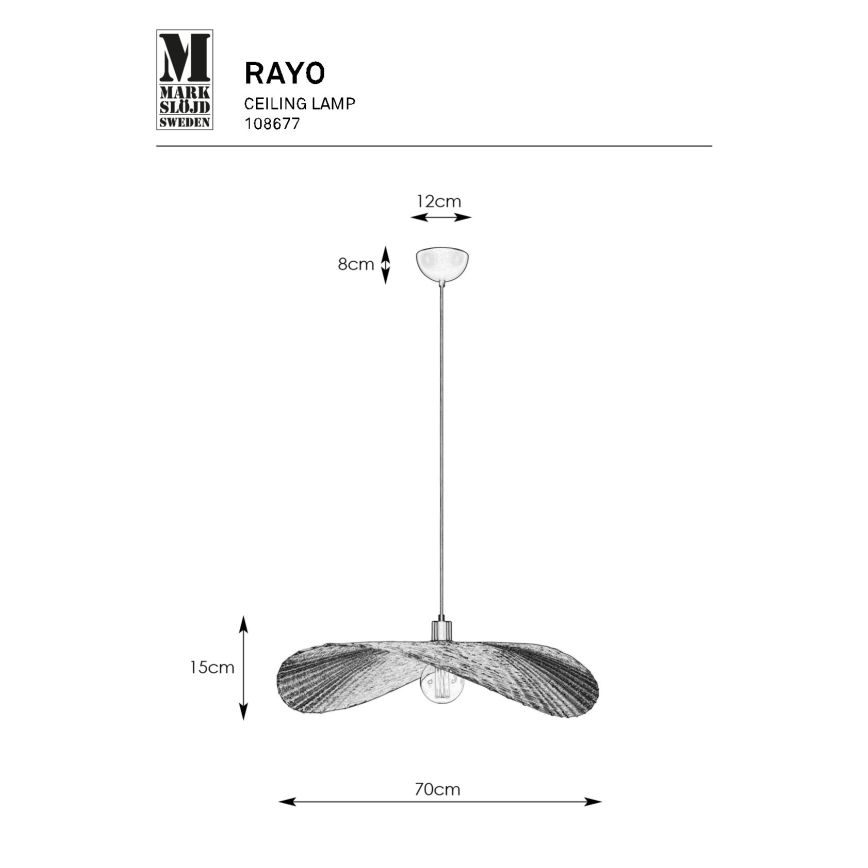 Markslöjd 108677 - Suspension filaire RAYO 1xE27/40W/230V beige/bambou