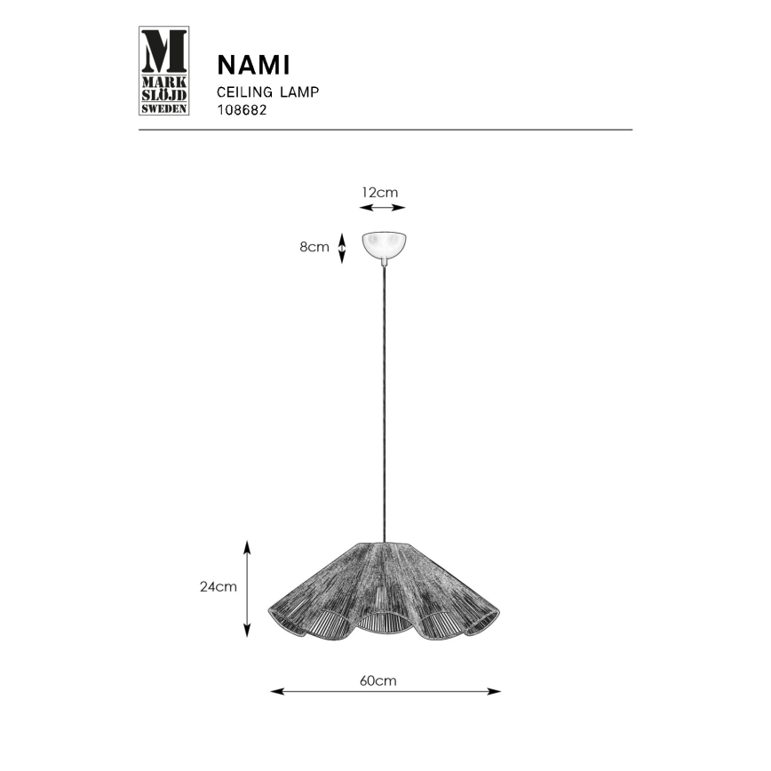 Markslöjd 108682 - Suspension filaire NAMI 1xE27/40W/230V noir