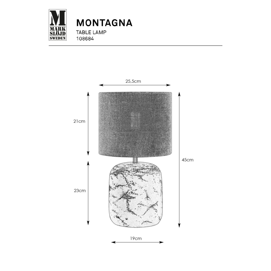 Markslöjd 108684 - Lampe de table MONTAGNA 1xE14/40W/230V 45 cm beige/noir