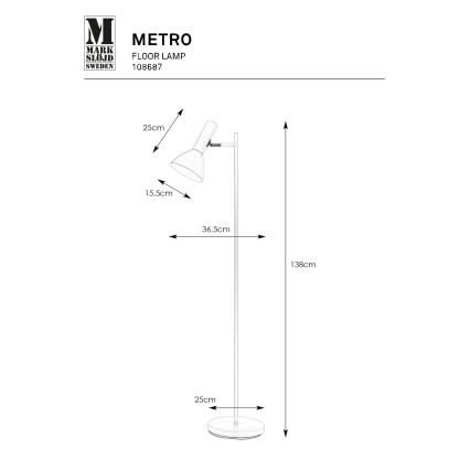 Markslöjd 108687 - Lampadaire METRO 1xE27/40W/230V blanc