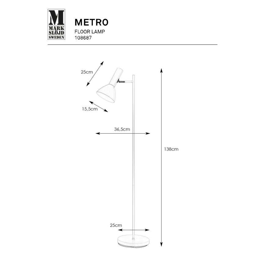 Markslöjd 108687 - Lampadaire METRO 1xE27/40W/230V blanc