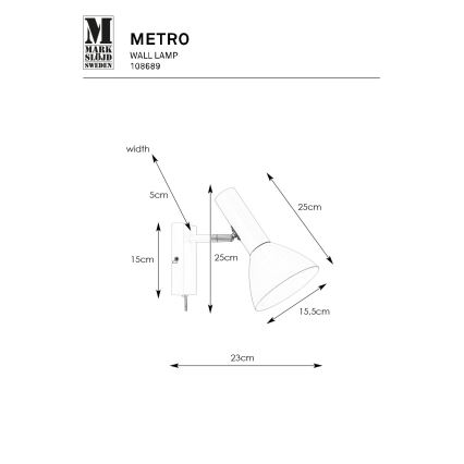 Markslöjd 108689 - Applique murale METRO 1xE27/40W/230V blanc