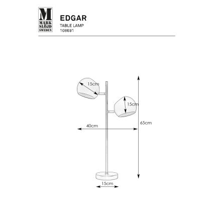 Markslöjd 108691 - Lampe de table EDGAR 2xE14/40W/230V noir
