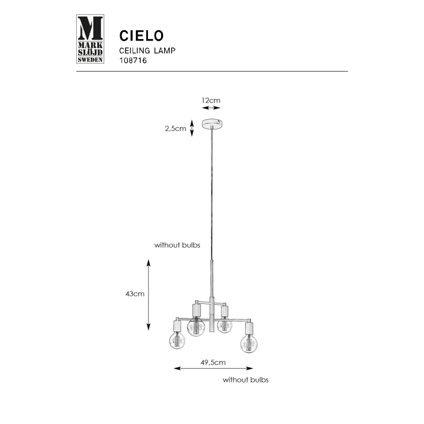 Markslöjd 108716 - Suspension filaire CIELO 4xE27/40W/230V noir