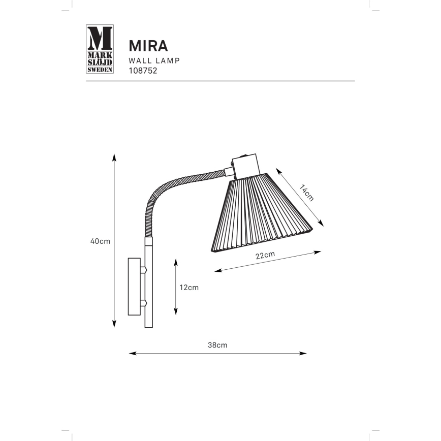 Markslöjd 108752 - Applique murale MIRA 1xE14/40W/230V noir/blanc