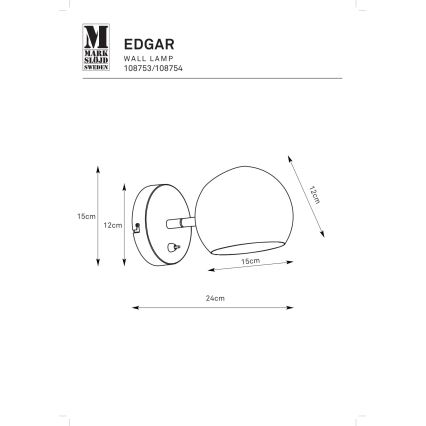 Markslöjd 108754 - Applique murale EDGAR 1xE14/40W/230V doré