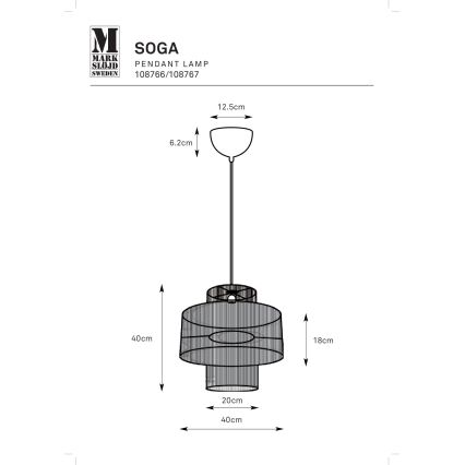 Markslöjd 108766 - Suspension filaire SOGA 1xE27/40W/230V noir