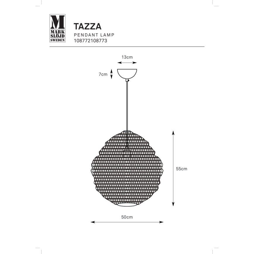 Markslöjd 108773 - Suspension filaire TAZZA 1xE27/40W/230V doré