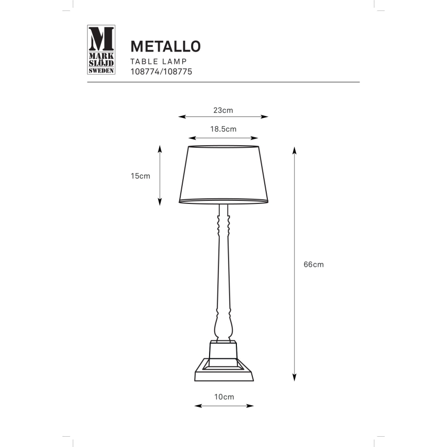Markslöjd 108775 - Lampe de table METALLO 1xE27/40W/230V chrome mat
