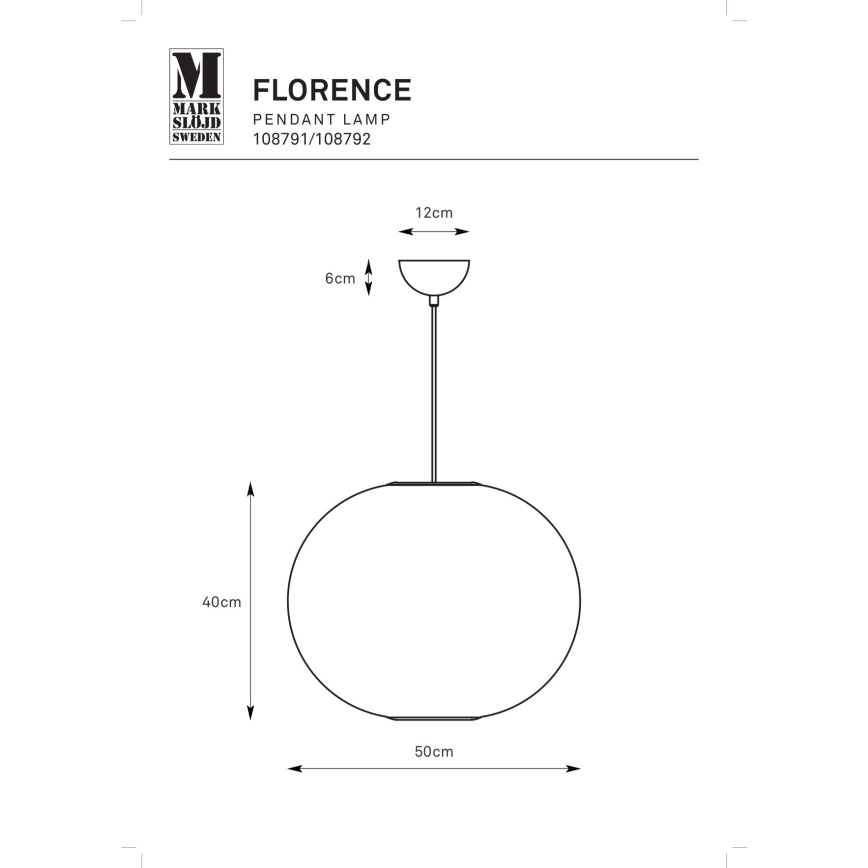 Markslöjd 108791 - Suspension filaire FORENCE 1xE27/40W/230V d. 50 cm noir