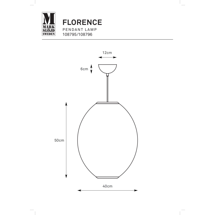Markslöjd 108796 - Suspension filaire FLORENCE 1xE27/40W/230V blanc