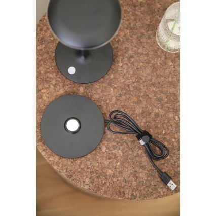 Markslöjd 108918 - Lampe de table d'extérieur à intensité variable et rechargeable PETIT LED/2W/1800 mAh 2200/2700/3000K IP44 noir