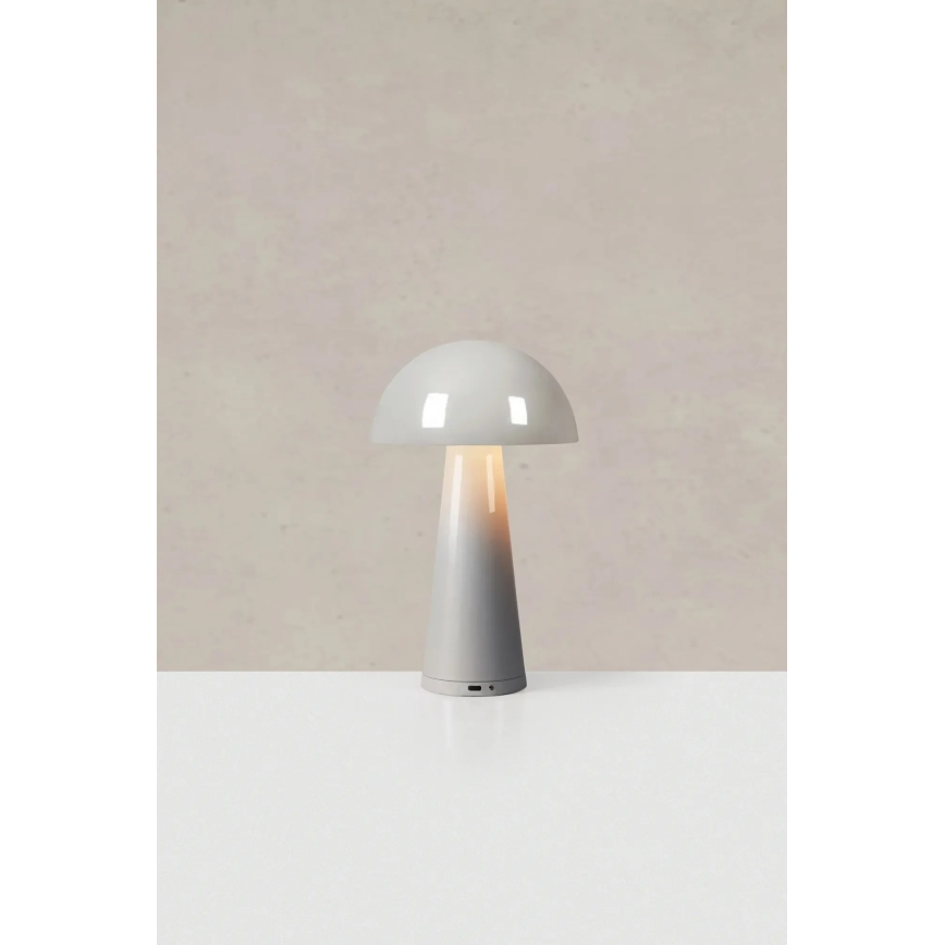 Markslöjd 108950 - Lampe de table LED rechargeable et dimmable FUNGI, 1,5 W / 5 V, 2000 mAh, IP44, gris
