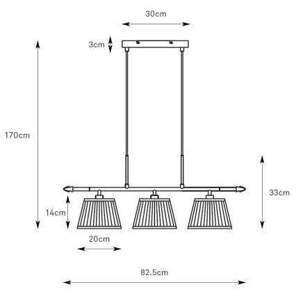 Markslöjd 108975 - Suspension sur câble OXFORD 3xE14/40W/230V laiton/blanc
