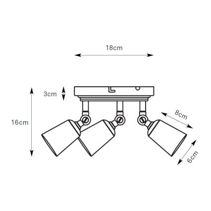 Markslöjd 108980 - Spot orientable TINY 3xGU10/7W/230V laiton