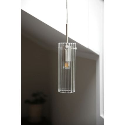 Markslöjd 109013 - Suspension à câble TIBIA 1xE14/40W/230V verre transparent/laiton