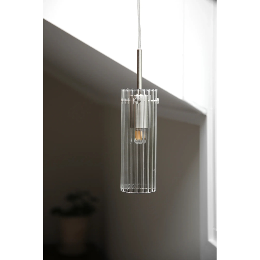 Markslöjd 109013 - Suspension à câble TIBIA 1xE14/40W/230V verre transparent/laiton