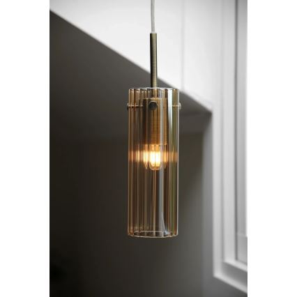 Markslöjd 109015 - Suspension sur câble TIBIA 1xE14/40W/230V beige fumé/laiton