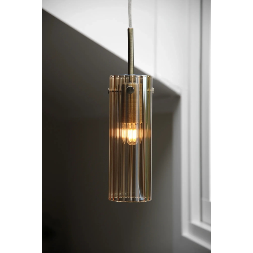 Markslöjd 109015 - Suspension sur câble TIBIA 1xE14/40W/230V beige fumé/laiton