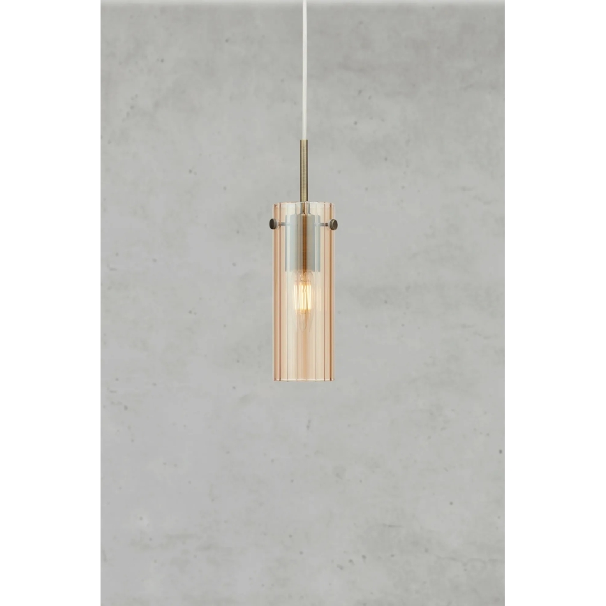 Markslöjd 109015 - Suspension sur câble TIBIA 1xE14/40W/230V beige fumé/laiton