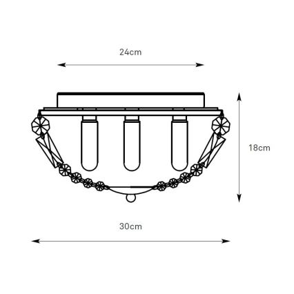 Markslöjd 109031 - Plafonnier de salle de bains ESTELLE 3xG9/20W/230V Ø 30 cm IP44 laiton