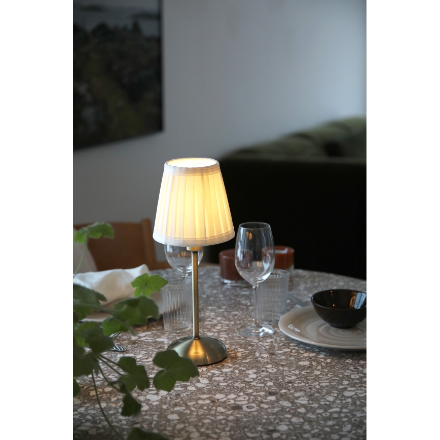 Markslöjd 109126 - Lampe de table LED dimmable rechargeable à commande tactile ANNO 1xE14/2W/2000 mAh blanc/laiton