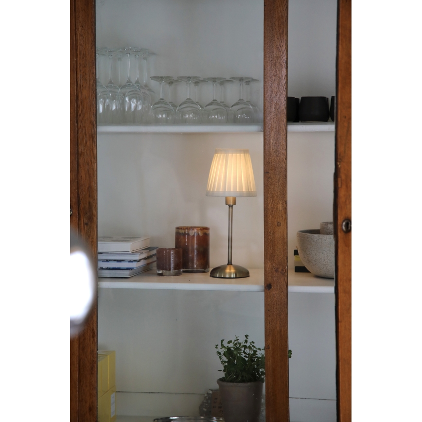 Markslöjd 109126 - Lampe de table LED dimmable rechargeable à commande tactile ANNO 1xE14/2W/2000 mAh blanc/laiton